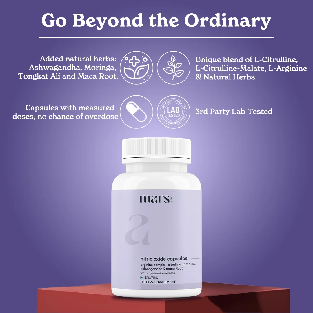 Mars Nitric Oxide Capsules with L-Arginine, L-Citrulline & Adaptogens – Circulation, Endurance & Recovery Support (60N) - Image 2