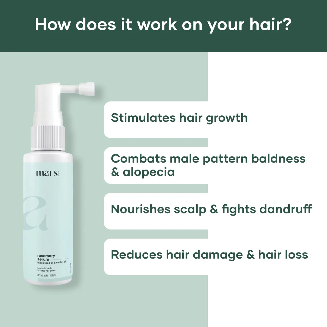 Mars Rosemary Hair Growth Serum : Powered With Black Seed Oil, Castor Oil & Redensyl - Image 3