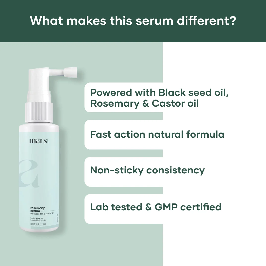 Mars Rosemary Hair Growth Serum : Powered With Black Seed Oil, Castor Oil & Redensyl - Image 4